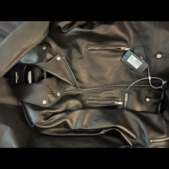 Yves Saint Laurent Brand NWT Black Mens Leather Biker Jacket Size 52 - Picture 3 of 5